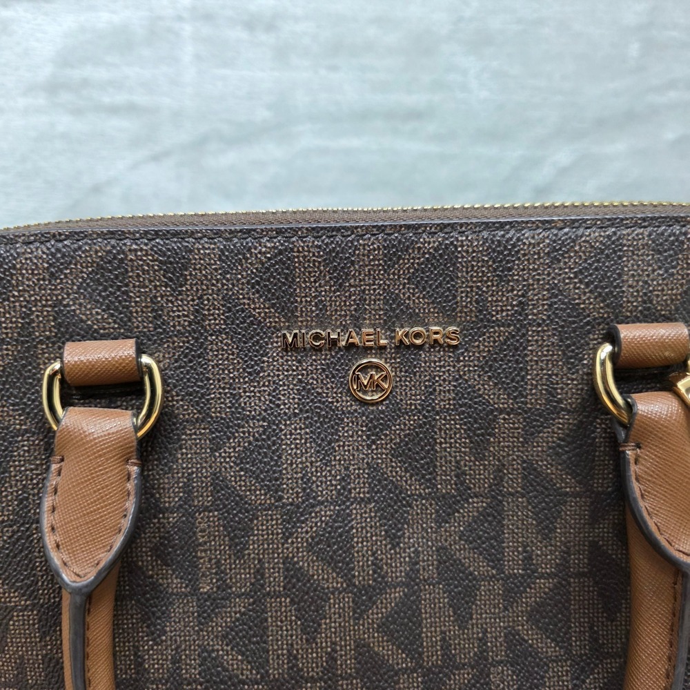 Michael Kors Signature Monogram Satchel‎ Handbag & Wallet Set Brown - Picture 4 of 13